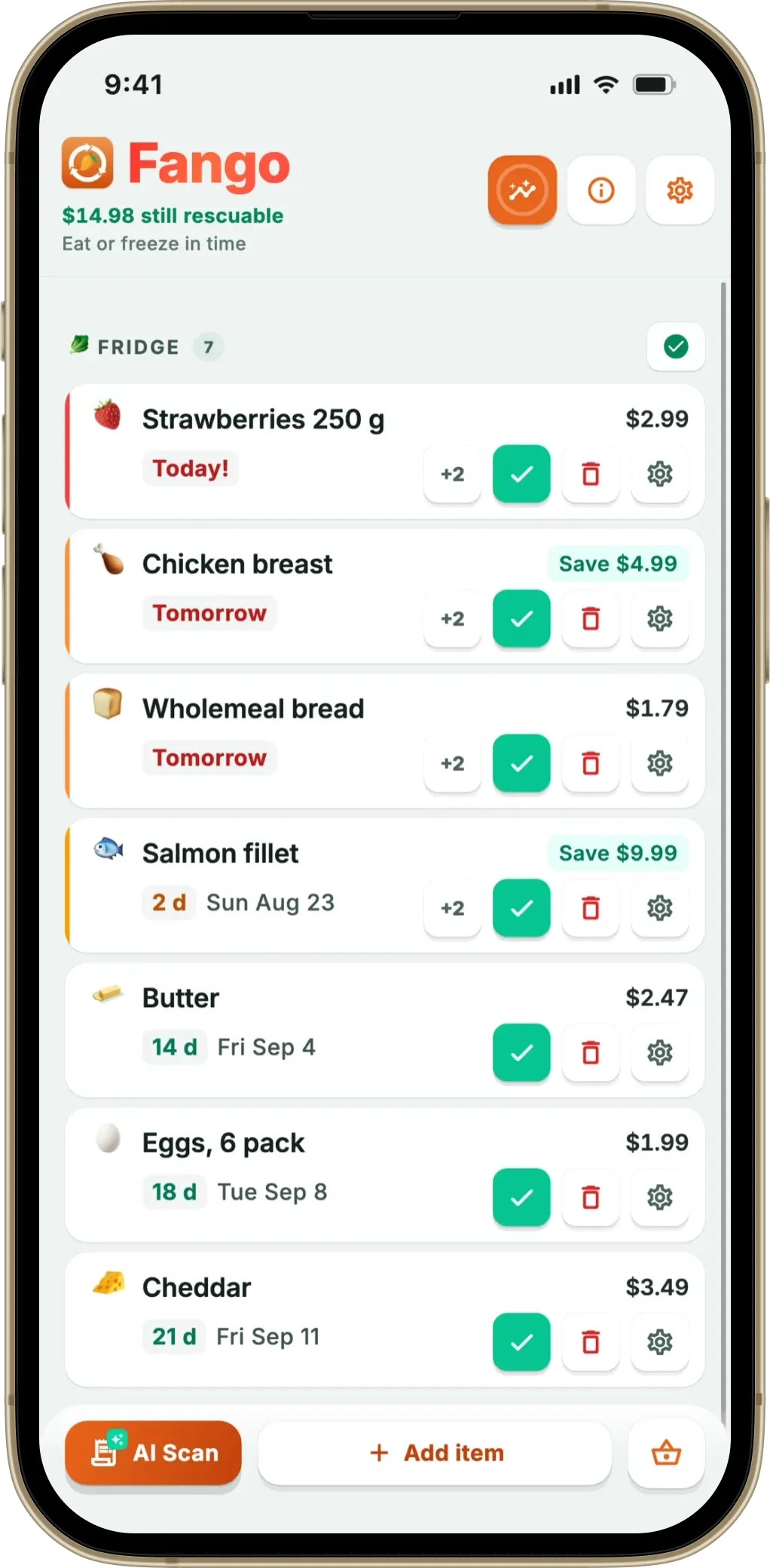 Fango fridge tracker