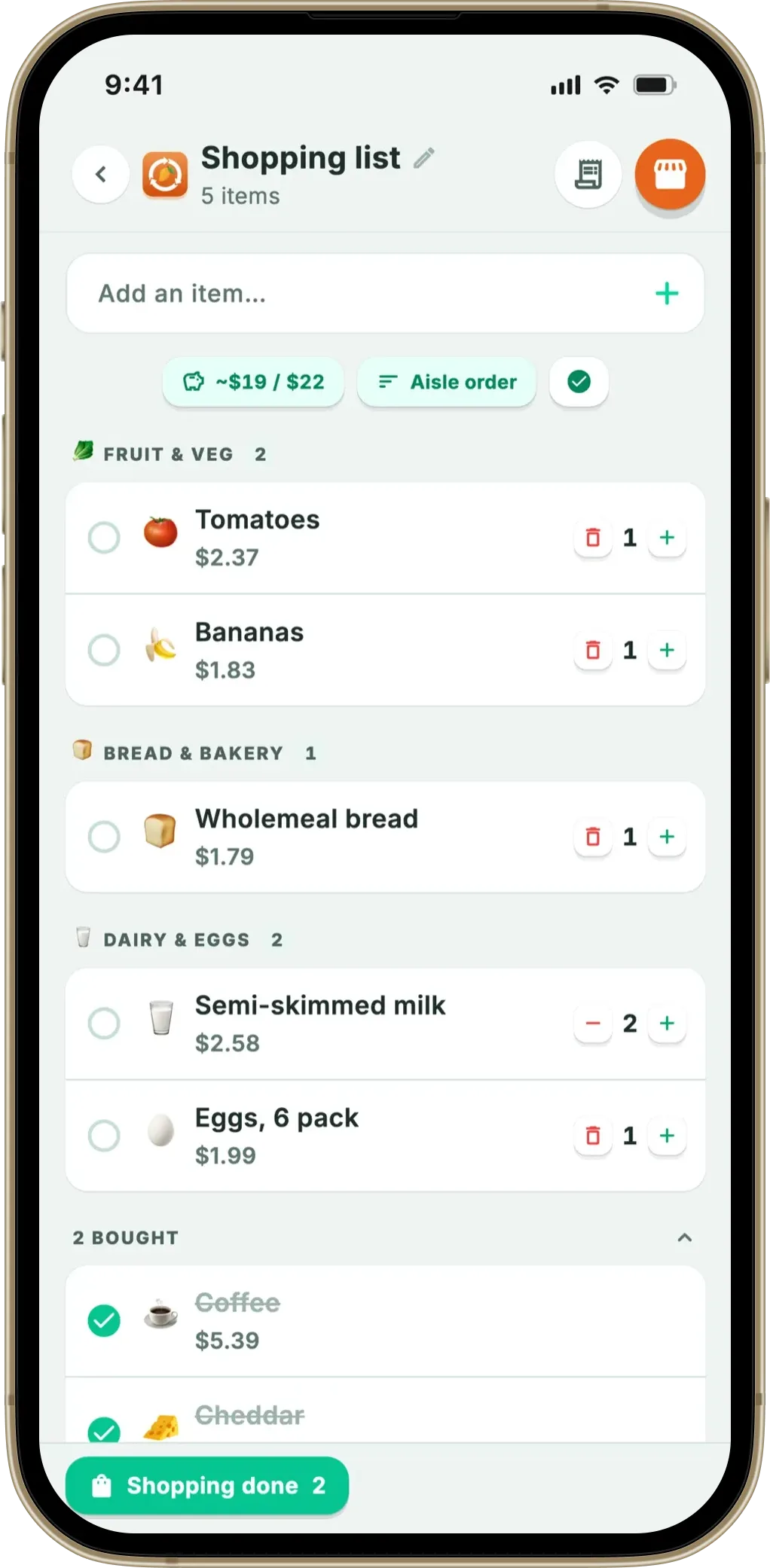 Fango receipt scan to list
