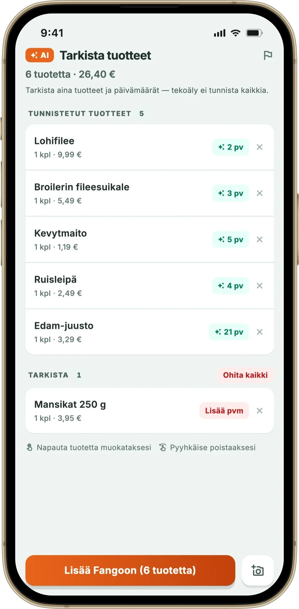 Jääkaappilista Fangossa