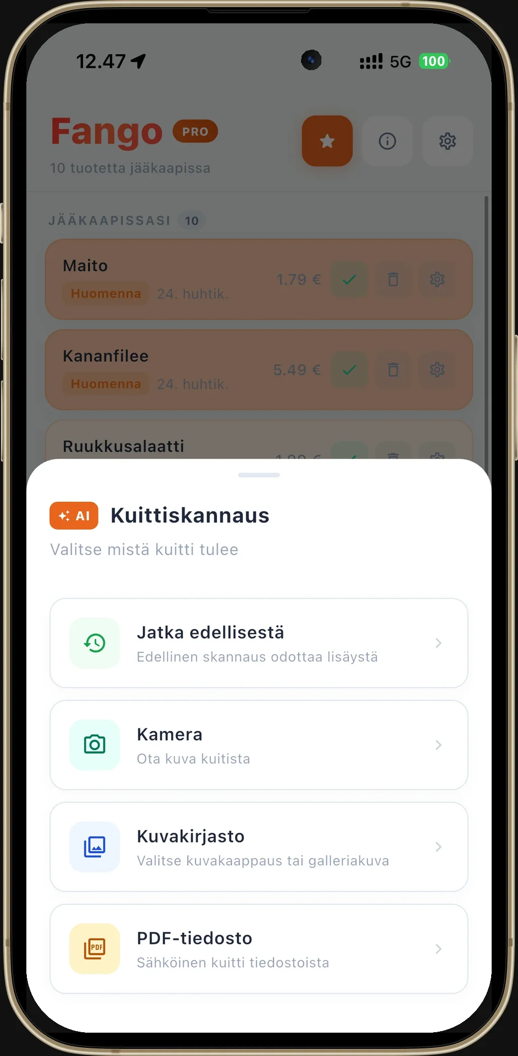 Fango ruokahävikkisovellus