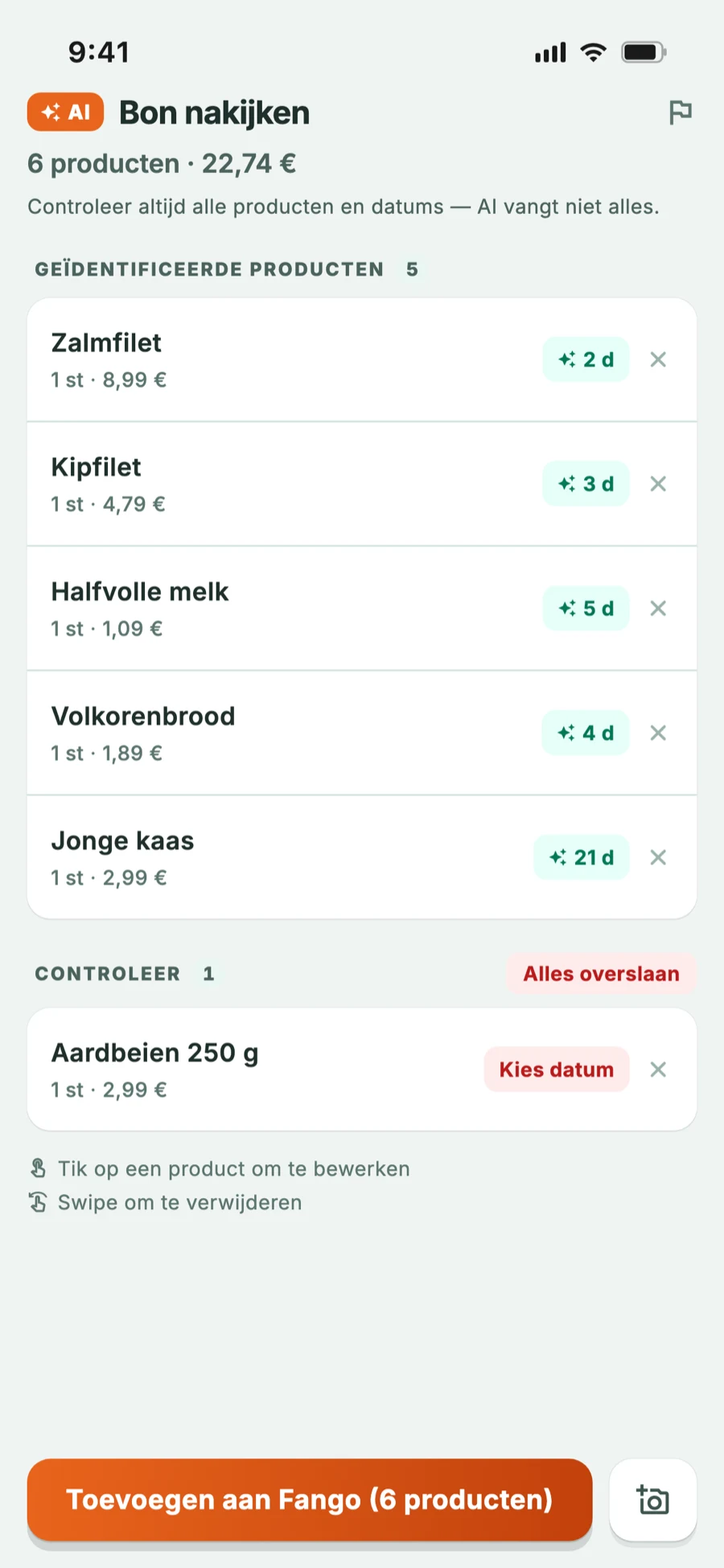 Boncontrole: AI heeft de producten herkend en de houdbaarheid geschat