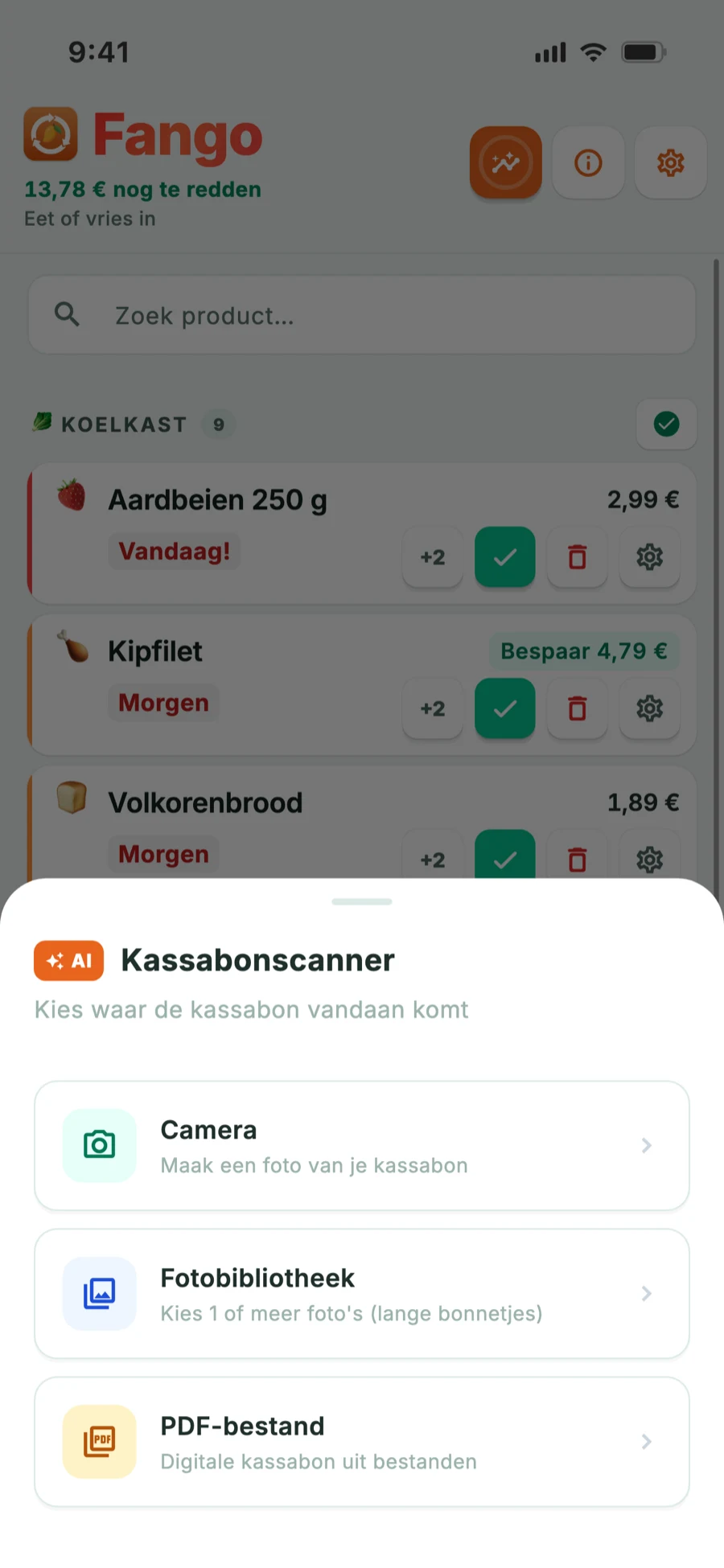 Scanbronnen: camera, fotobibliotheek en pdf-bestand