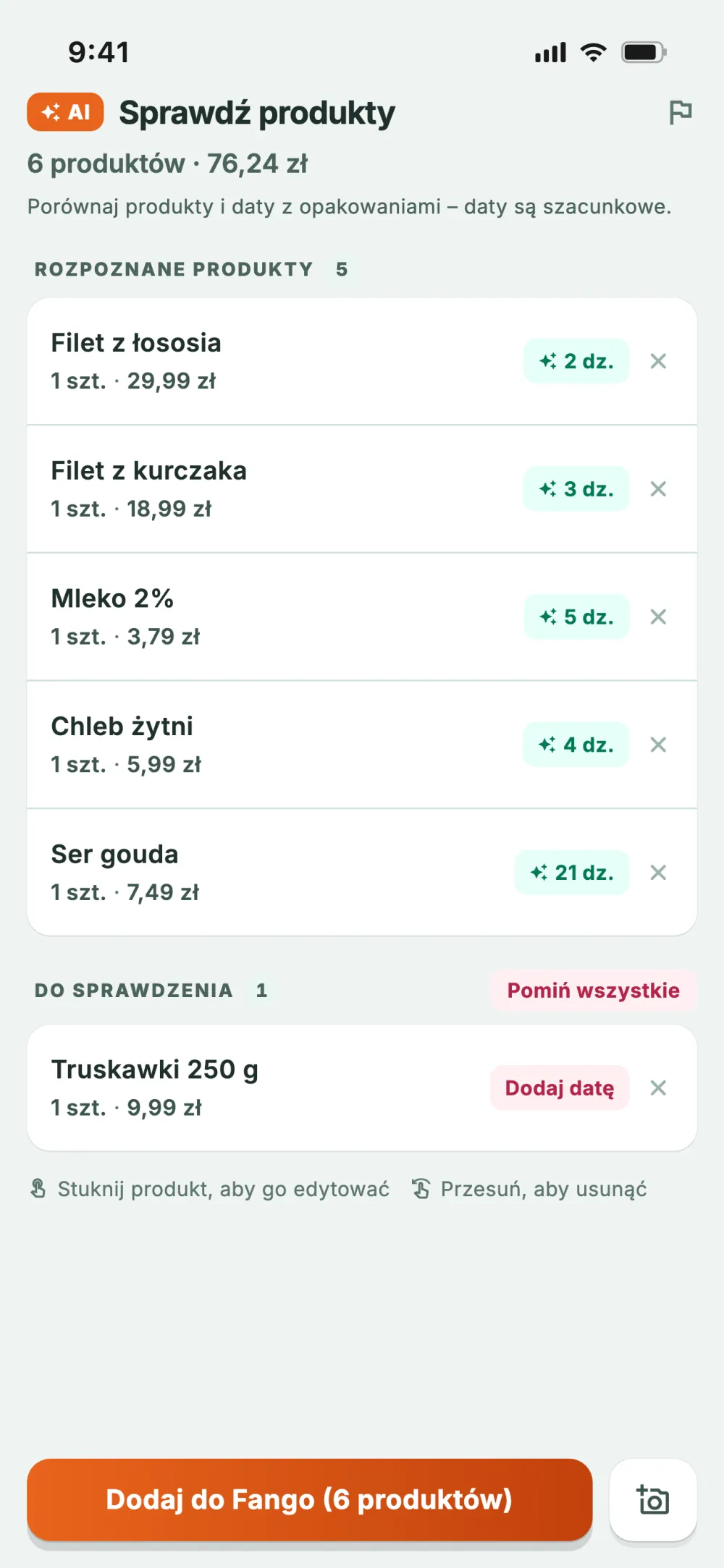 Sprawdzanie paragonu: AI rozpoznała produkty i oszacowała ich trwałość