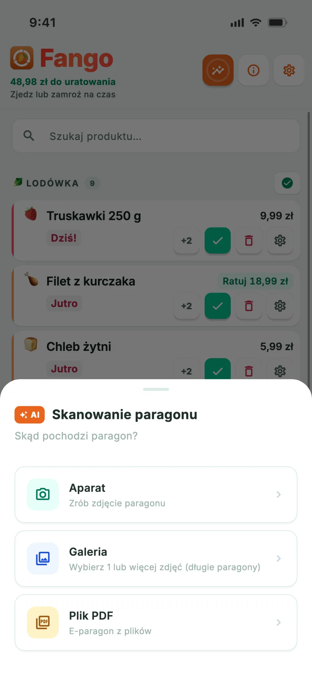 Źródła skanowania: aparat, zdjęcia i plik PDF